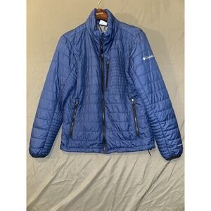 Columbia Jacket Mens Medium Navy Interchange Omni Heat Insulated Full Zip Puffer